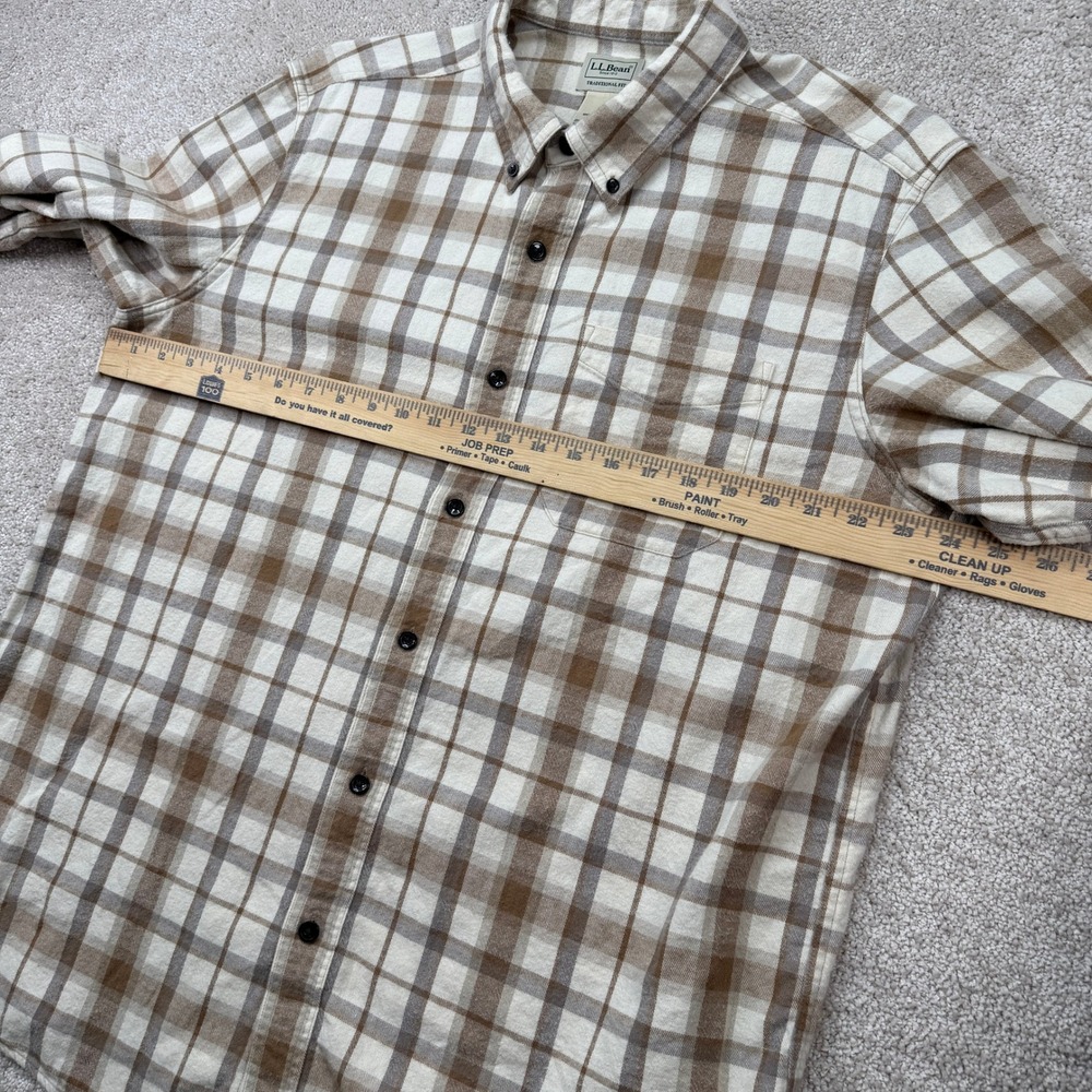 LL Bean Mens Large Shirt Brown Plaid Flannel Traditional Fit Cotton 228061 - Picture 6 of 6